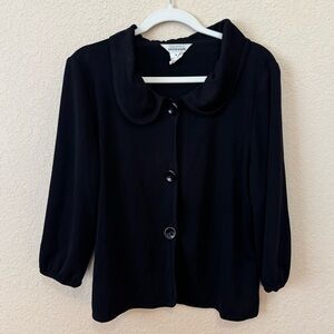 Exclusively Misook Big Button Black Knit Jacket, Size M